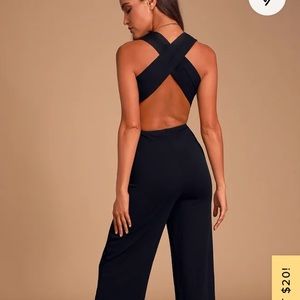 LuLus cross back jumpsuit black NWOT SOLD OUT